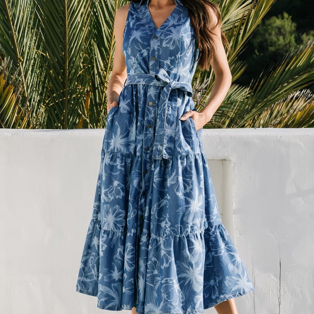 Baltic Born Rocío Soft Denim Dress | Blue Print Size M - Picture 5 of 7